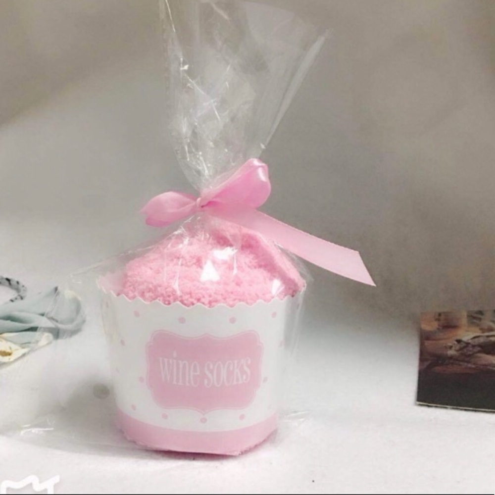 Pink Fuzzy “Coffee” Socks - Picture 3 of 3